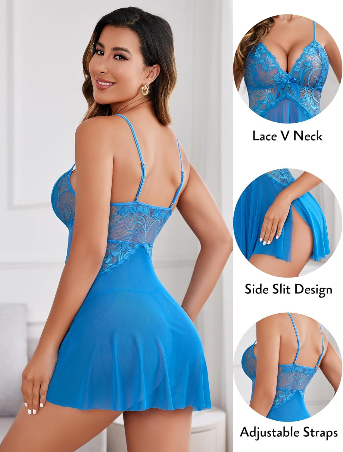 Women Lace Lingerie Babydoll Sexy Chemise Exotic Nightgowns Bridal Nightdress