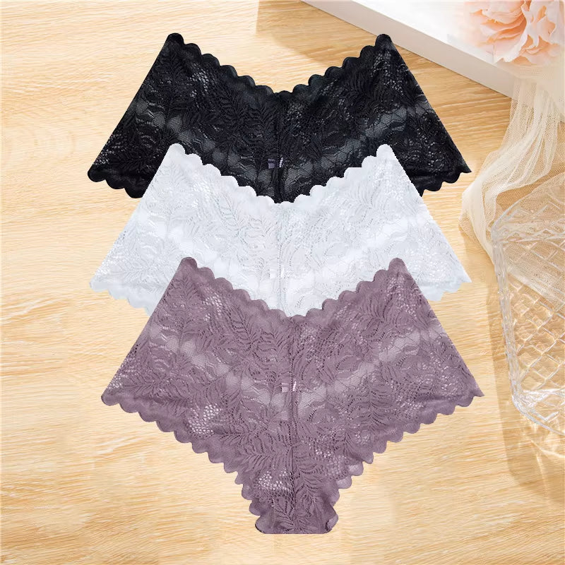 Elevate your lingerie game with 's 3Pcs Lace Boyshort Set – perfect for any occasion! Low-rise, floral design, and available in sizes S-XL. #LingerieGoals #FashionForward