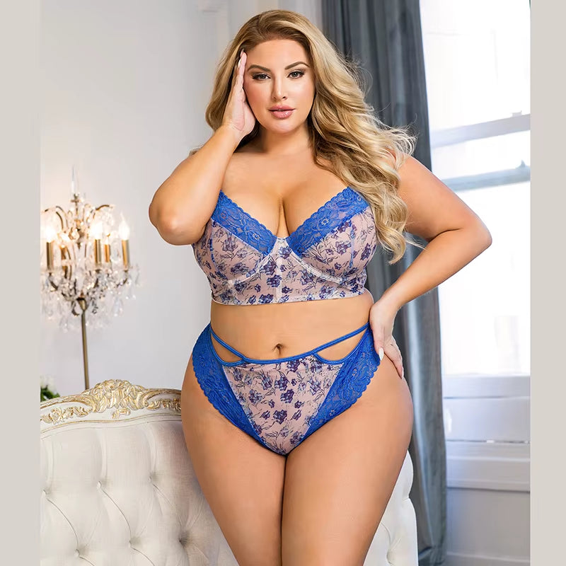 Unleash Your Inner Goddess with Our Plus Size Lace Floral Bra Set 🌷✨ Perfect for Those Special Moments! 💖👙